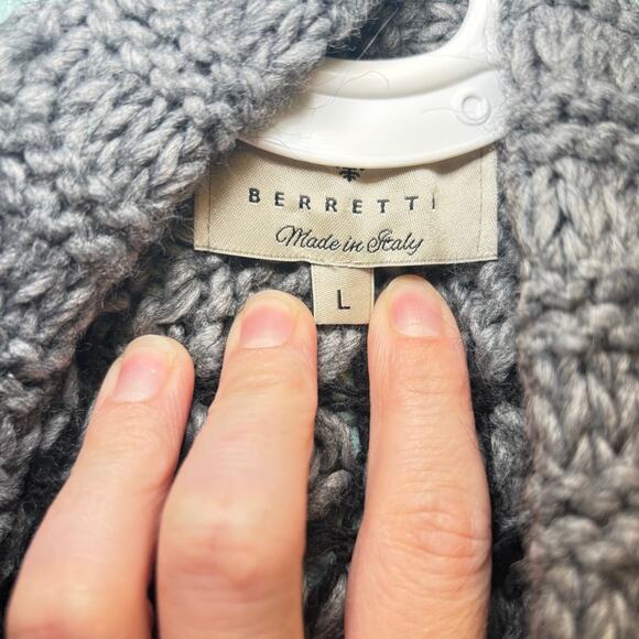 Berretti Made in Italy Chunky Knit Open Front Cardigan Vest | Size Large - Picture 3 of 7